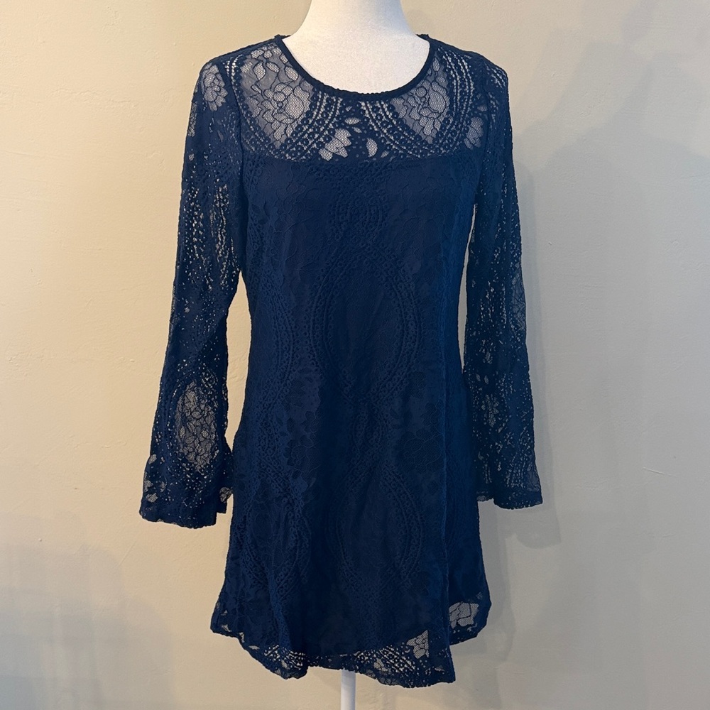 Trixxi Woman's Medium Navy Blue Long Sleeve Dress